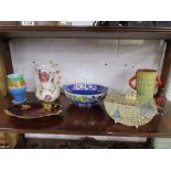 Shelf of china to include Beswick & Carltonware - 6 pieces