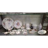 Shelf of china to include Royal Albert & Crown Devon