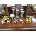 Collection of silver plate & brass