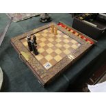 Chess set & wooden pieces