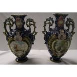 Pair of Victorian twin handled vases