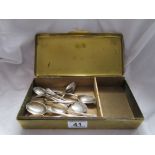 10 silver spoons (approx 145g) to include Chester & London Hallmarks in State Express Cigerette box