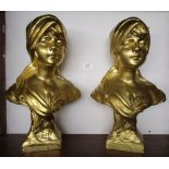 Pair of gilt busts