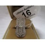 Fine Art Deco style white gold and diamond set ring (large diamond to centre)