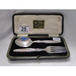 Boxed silver fork and spoon