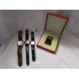 Vintage lighter and 3 gents watches