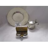 Silver Bon Bon dish, mustard pot & coin case - Total approx 192g