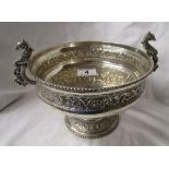 Heavy Indian silver pedestal bowl - Approx 652g