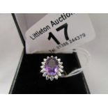 18ct gold Amethyst & diamond set ring