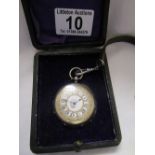 Victorian enamel faced silver fob watch