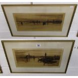 Pair of signed etchings - Venetian scenes by Wilfred Ball (see verso)