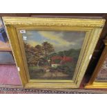 Oil in gilt frame - Rural scene