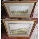 Pair of watercolours by Leslie Knight - Overbury, Glos & Slad