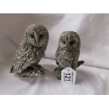 Hallmarked silver weighted Tawny & Barn owls by 'Country Artists'