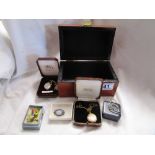 Jewellery box and contents to include gold locket