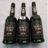 3 bottles of Dows LBV port - 1979