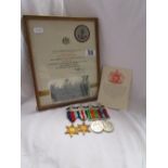 WWII medals and 'Mentioned in Dispatches' certificate