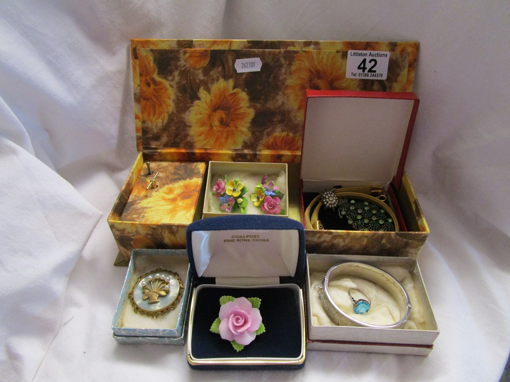 Box of costume jewellery to include silver