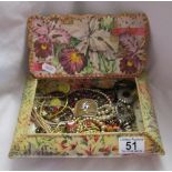 Floral box of costume jewellery