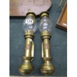 Pair of brass lamps - White Star Liverpool label