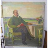 Very large oil on canvas - 'Lenin' dated 1960 (150cm x 169cm)