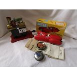 Boxed Jetex car with solid fuel tablets, leaflets etc & small Mamod steam engine