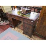 Mahogany pedestal and leather top desk