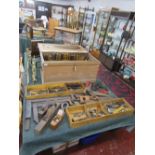 Carpenters tool box with many tools