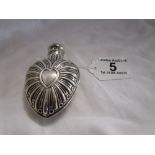 Decorative silver hallmarked heart shaped perfume flask