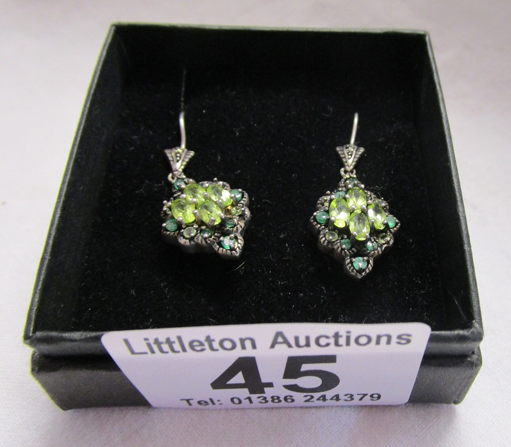 Pair of decorative stone set silver earrings