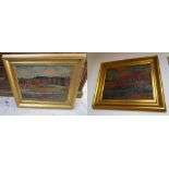 Pair of oils on board - River scenes