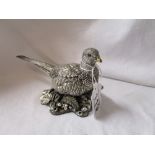 Hallmarked silver weighted hen pheasant by 'Country Artists'