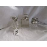 3 silver topped scent bottles