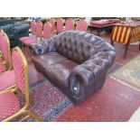 Small leather button-back Chesterfield