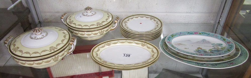 Noritake tureens & plates and 3 Chinese plates - Whole shelf