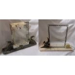 2 French Art Deco photo frames on marble bases