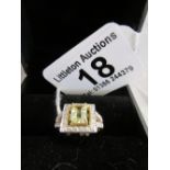 Gold square Imperial topaz and diamond ring