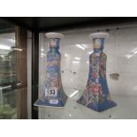 Pair of Oriental china candle sticks