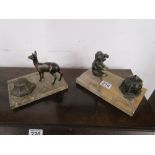 French Art Deco Elephant & Antelope ink stands