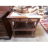 Marble top and mahogany table with lower tiers