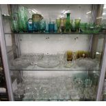 3 shelves of glassware