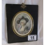 Early 19C miniature portrait of lady on Ivory