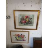 2 watercolours - Flowers by Anne Elizabeth Rooke & E Mary Podmore