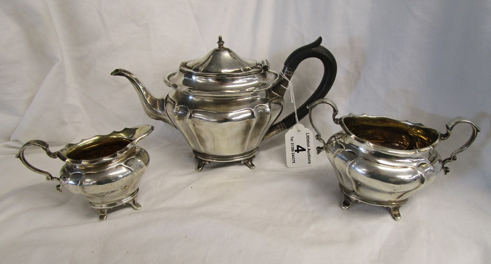 Hallmarked Batchelors 3 piece silver tea set - Total weight: 680g