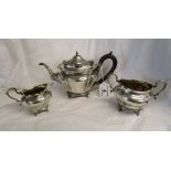 Hallmarked Batchelors 3 piece silver tea set - Total weight: 680g