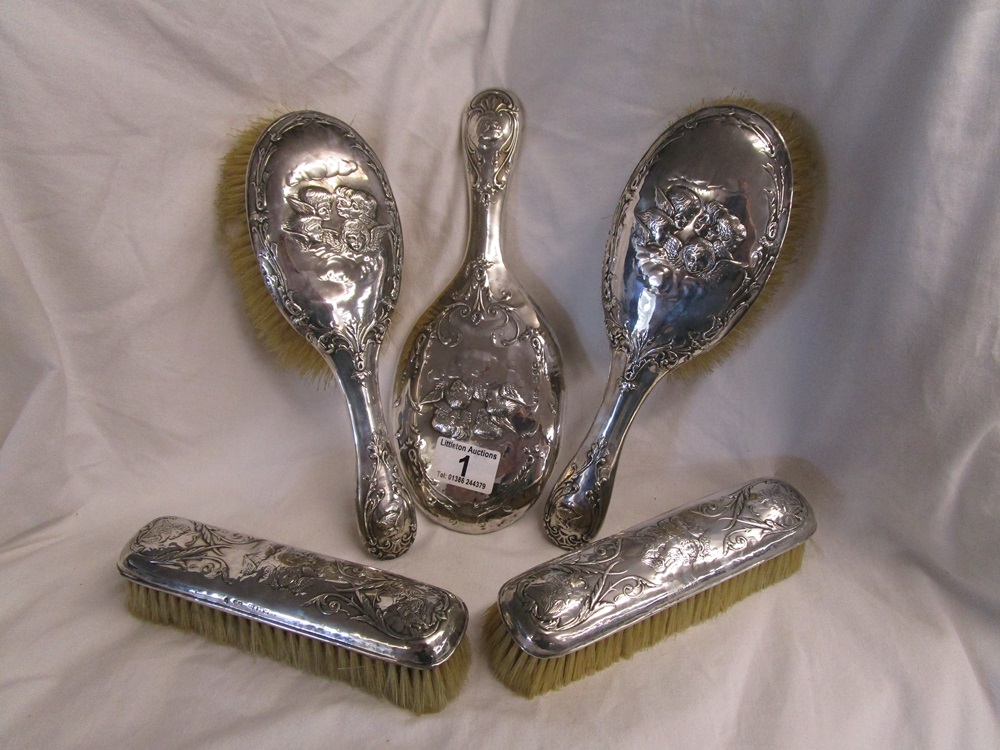 Hallmarked silver brush & mirror set