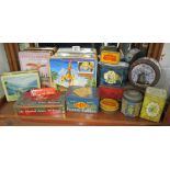 Collection of vintage tins to include Smiths Potato Crisps & Thunderbirds