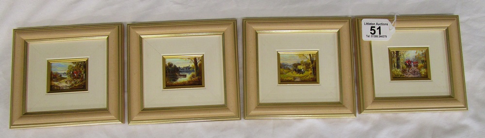 Set of 4 framed miniature oils by Max Muhlberger