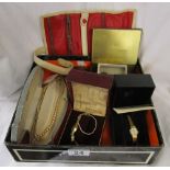 Box of watches, costume jewellery etc