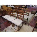 Set of 6 upholstered pine dining chairs